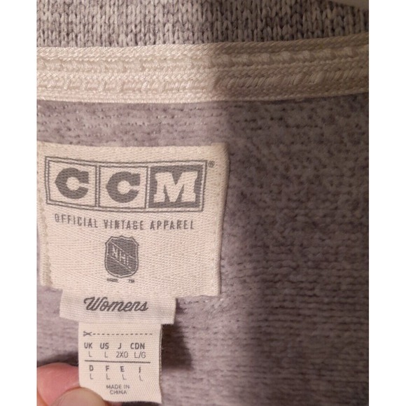 Women's CCM San Jose Sharks Gray Fleece Full Zip  Jacket Mock Neck Hockey NHL‎ L - Picture 5 of 9